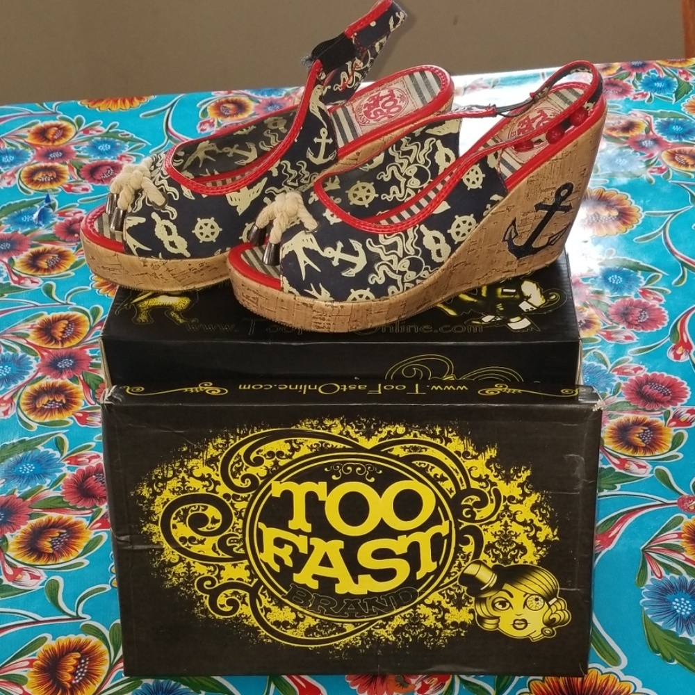 Too Fast Sailor Wedges size 9